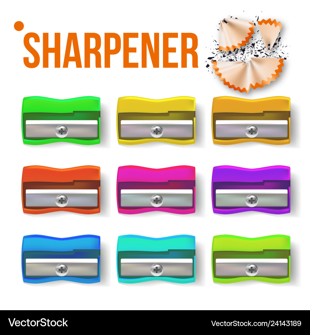 Sharpener stationery set plastic Royalty Free Vector Image