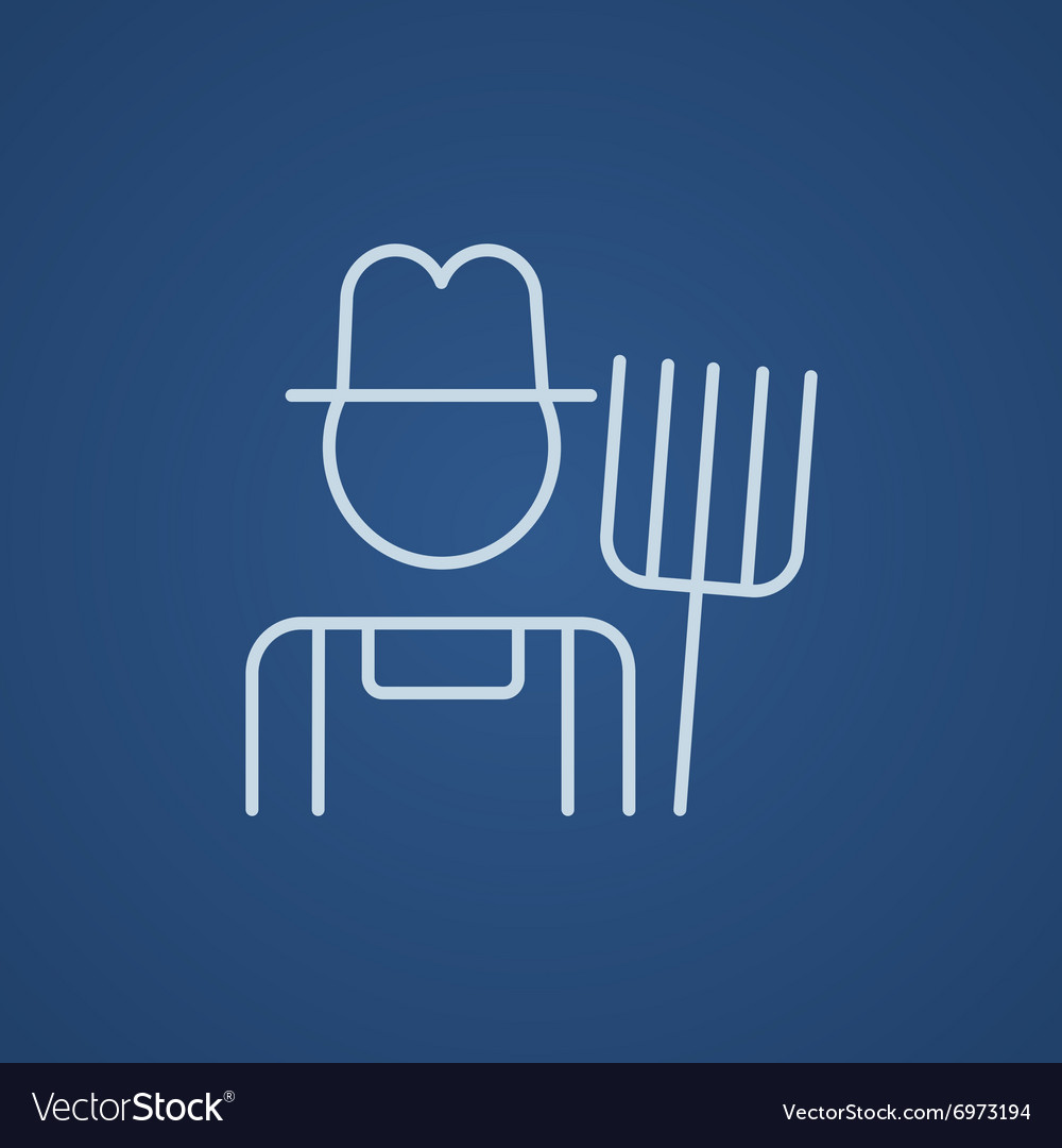 Landwirt mit Pitchfork Line Icon