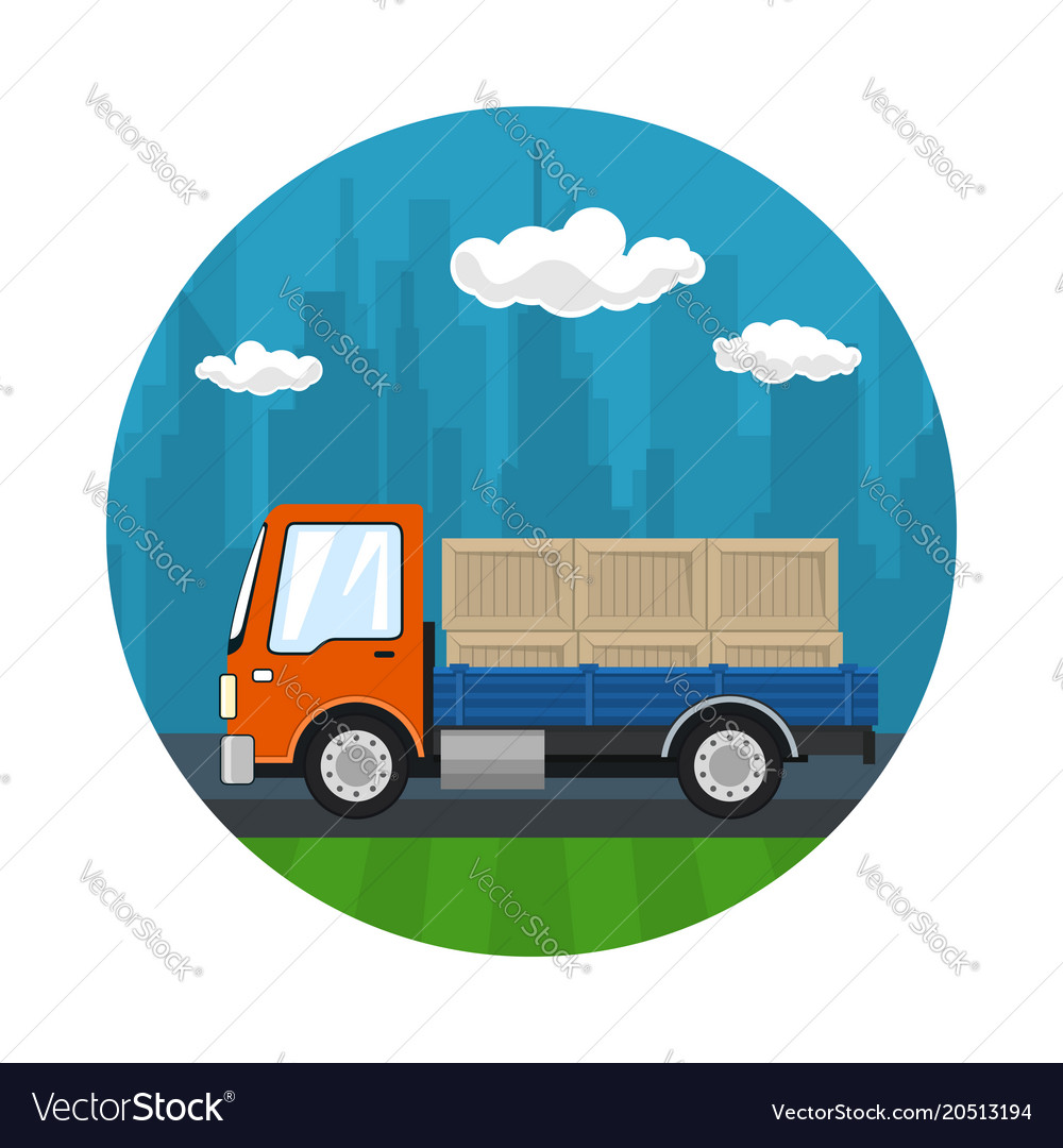 Icon of small cargo truck with boxes