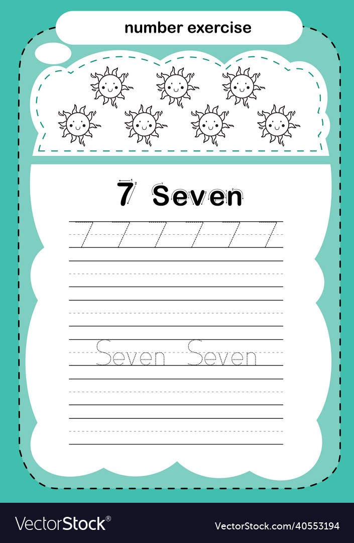 Number exercise with cartoon coloring book Vector Image