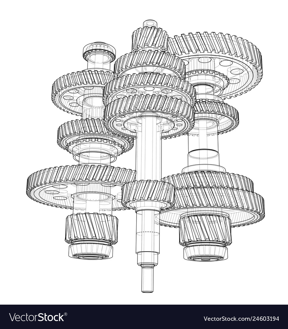 Outline gearbox concept Royalty Free Vector Image