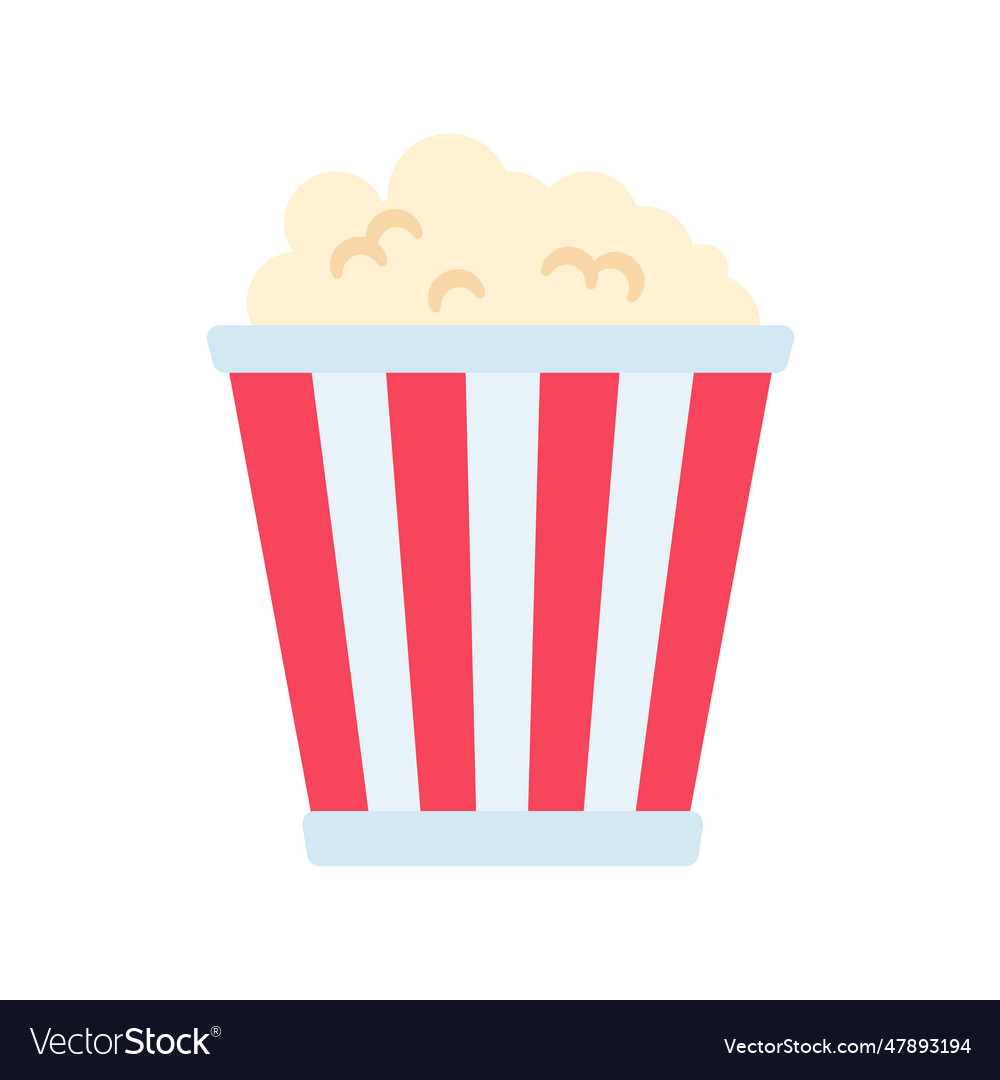 Popcorn in a red and white paper cup snacks while Vector Image