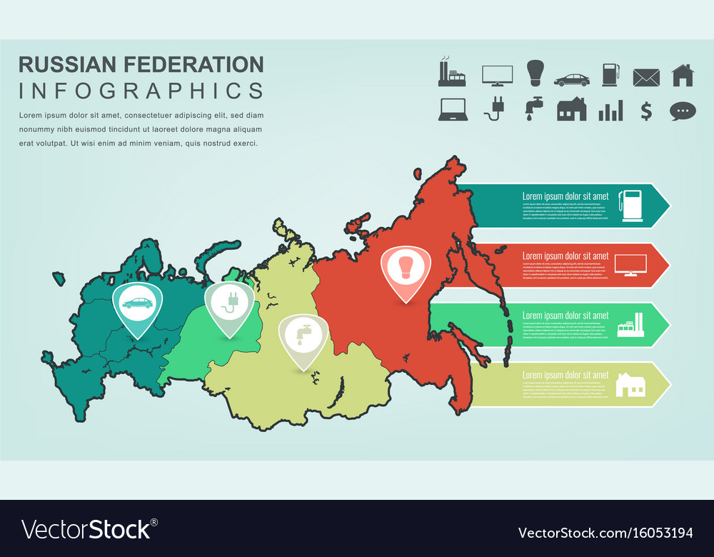 Инфографика карта россии с городами