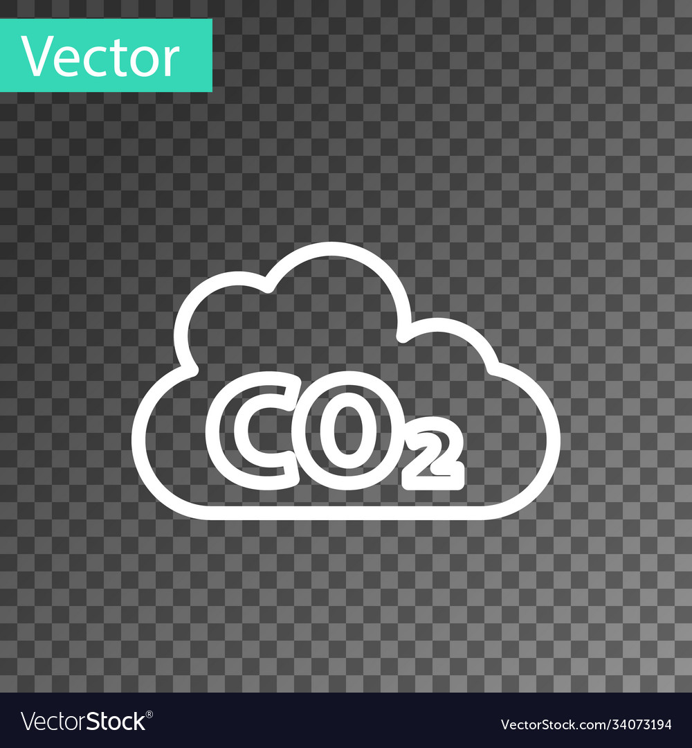 White line co2 emissions in cloud icon isolated