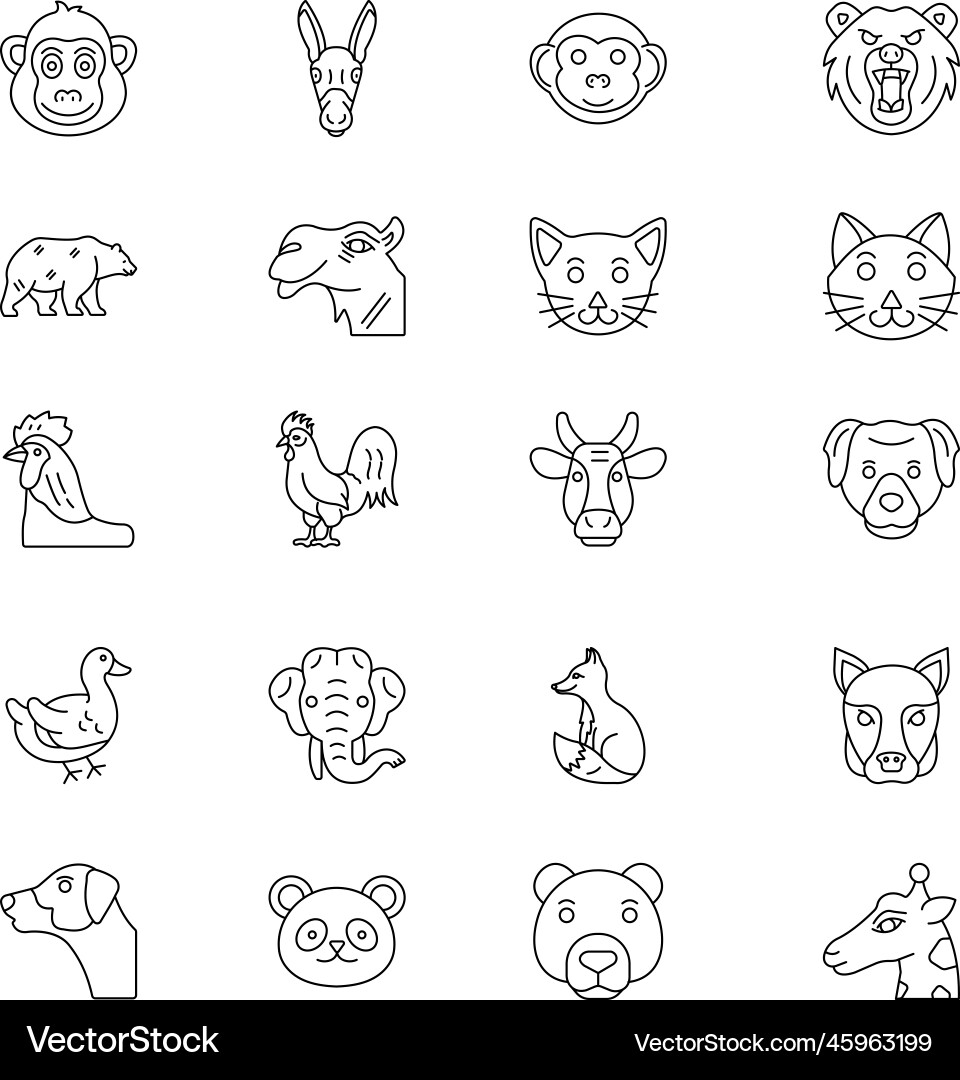 Animals icon pack Royalty Free Vector Image - VectorStock