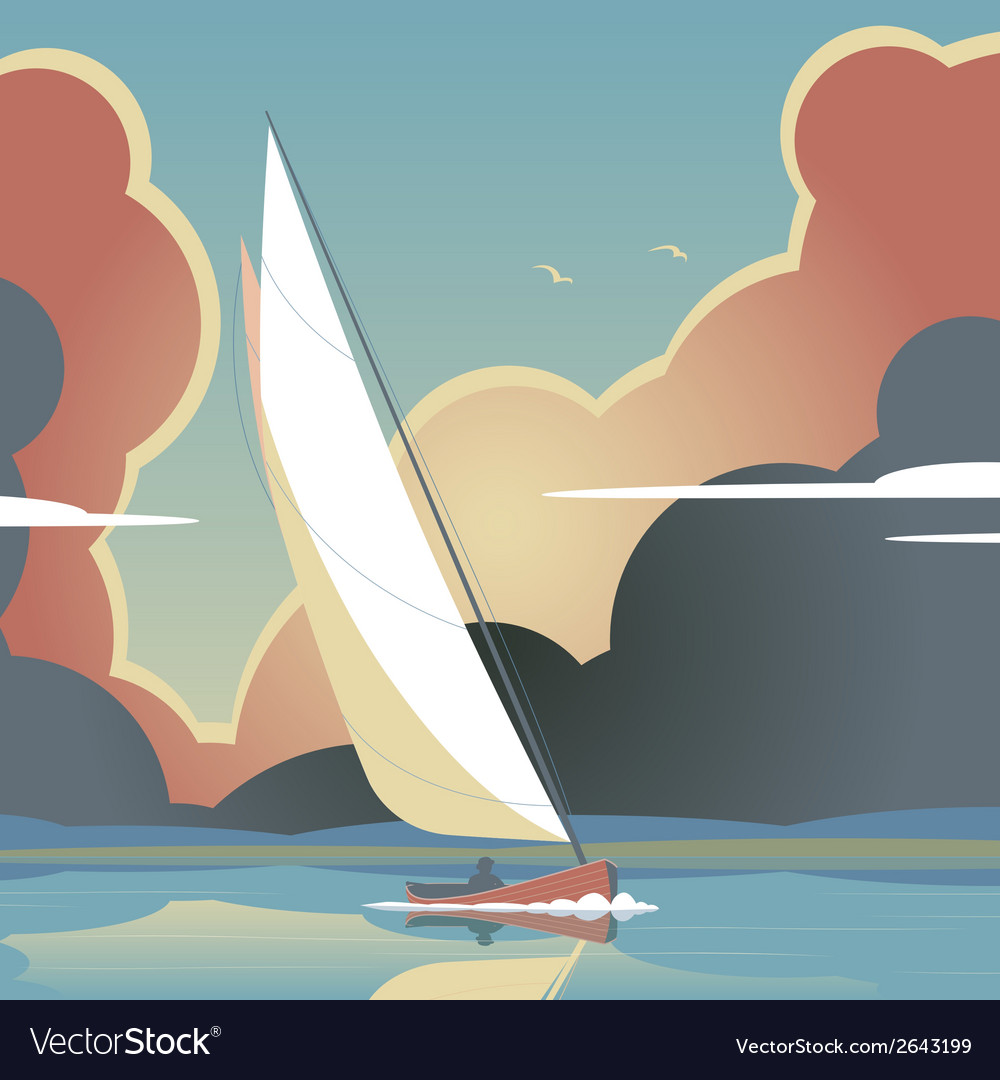 Evening sail Royalty Free Vector Image - VectorStock