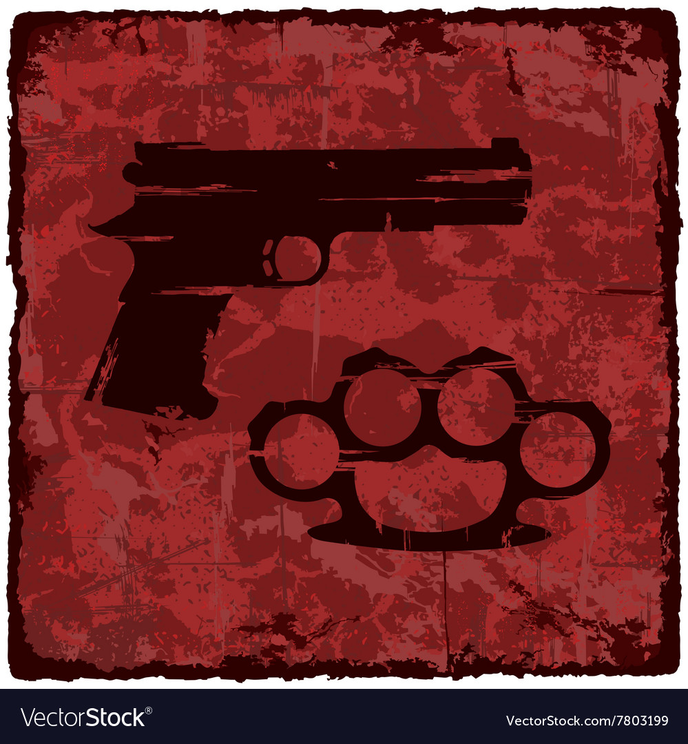 Grunge texture vintage background with gun Vector Image