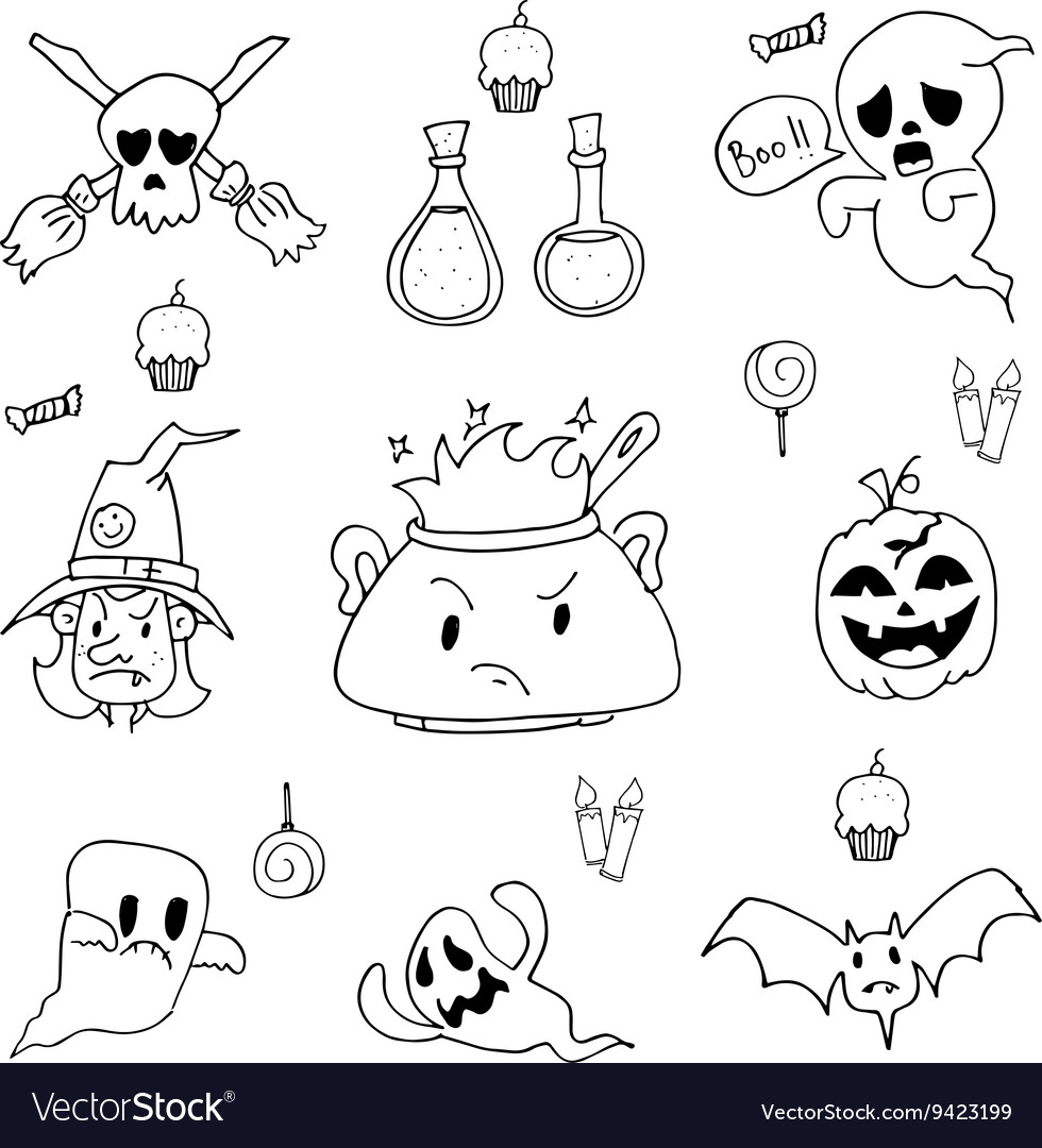 Hand draw halloween in doodle