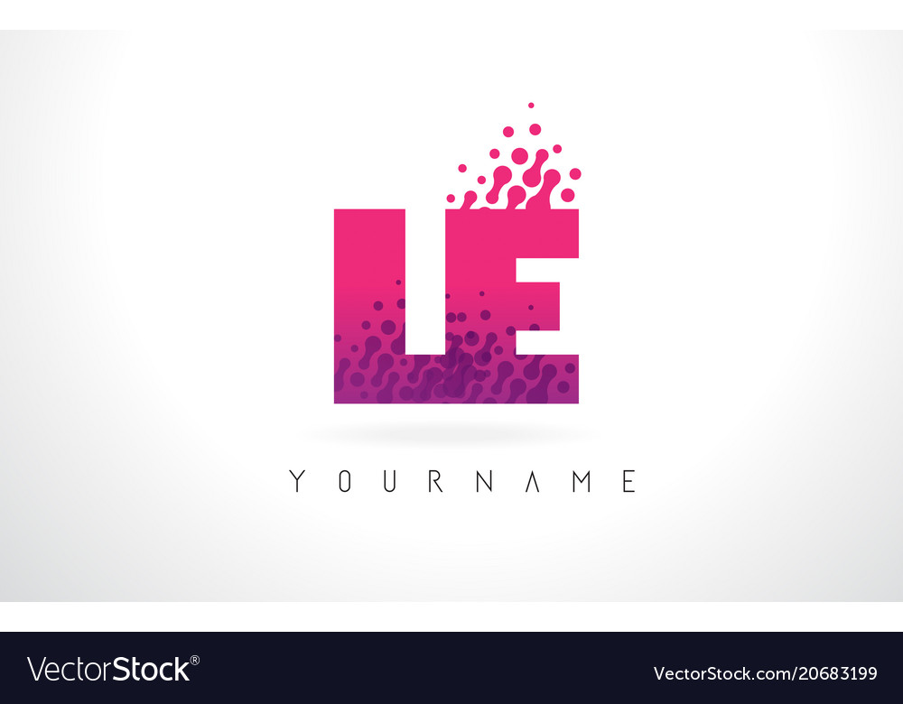 Le L E Letter Logo With Pink Purple Color And Vector Image