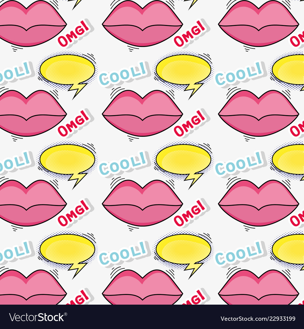 Mouth with omg message and chat bubble background