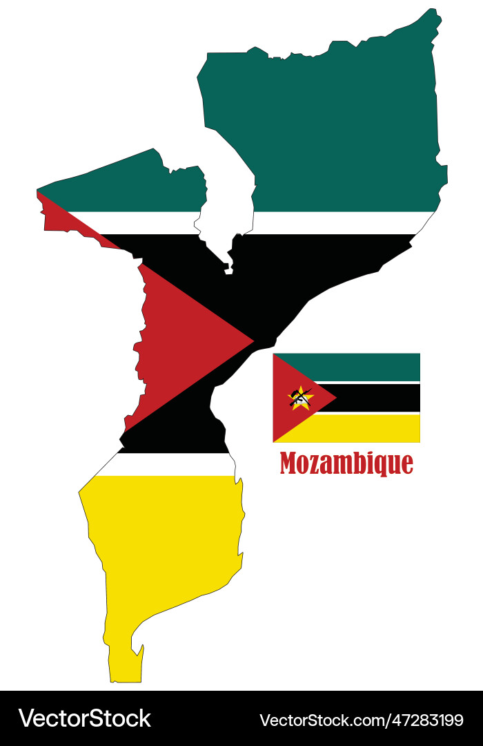 Mozambique Map And Flag Royalty Free Vector Image