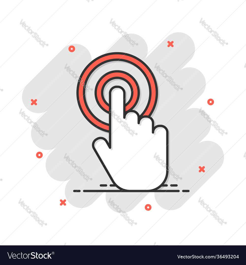 Cartoon Klicken Sie auf Hand-Symbol im Comic-Stil Cursor