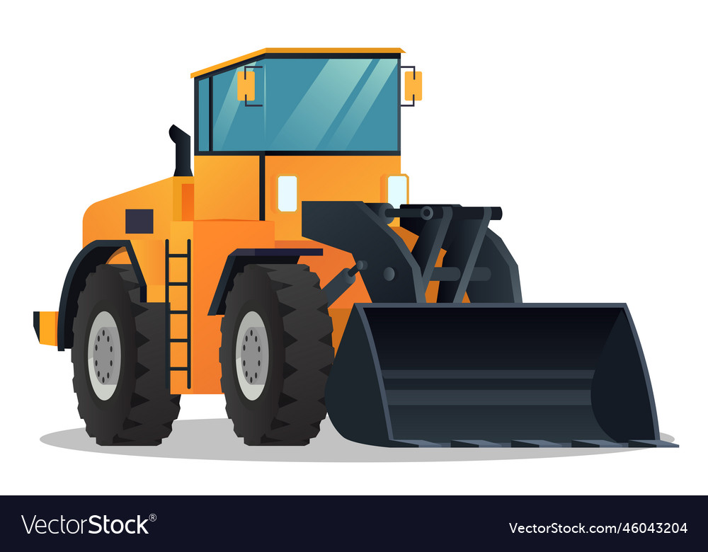 Cartoon wheel loader or bulldozer isolated