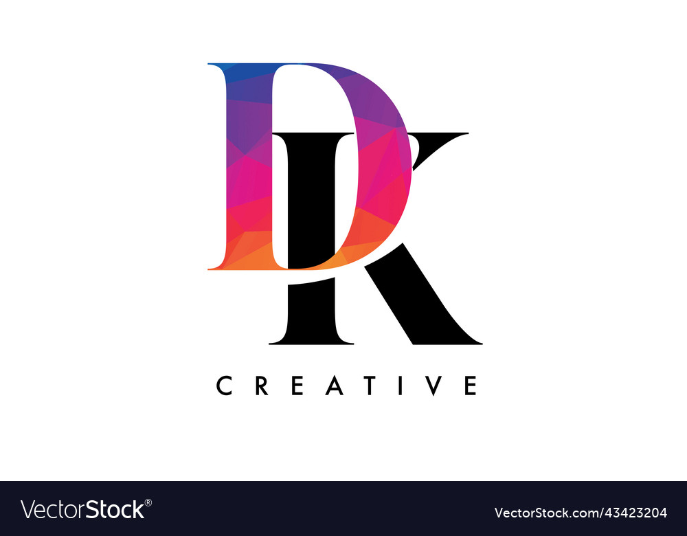 Dk letter design with creative cut and colorful