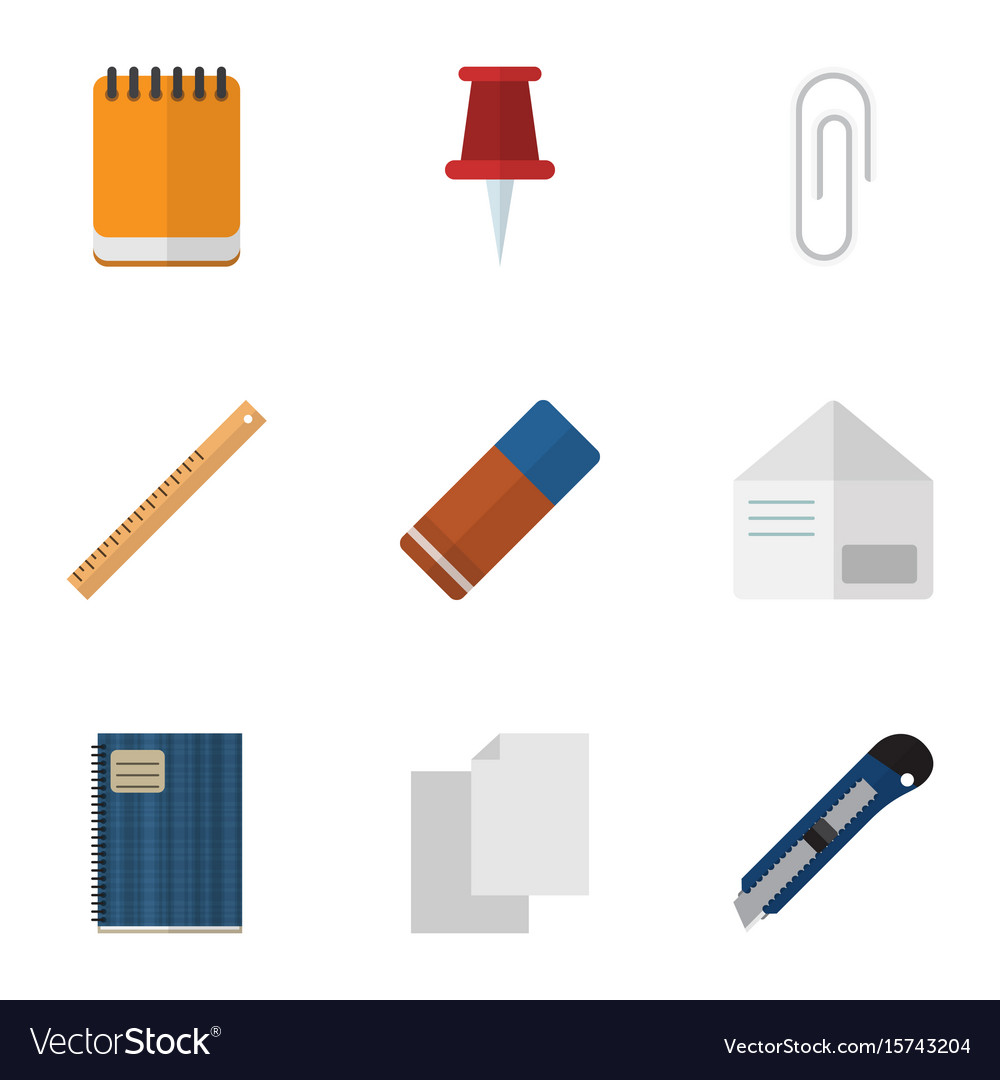 Flat icon equipment set of letter copybook Vector Image