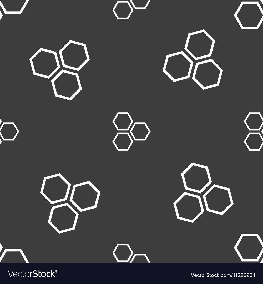 Honeycomb icon sign seamless pattern on a gray