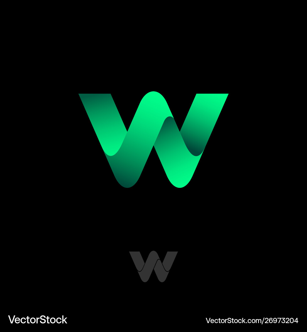 Letter w monogram consist green ribbon Royalty Free Vector