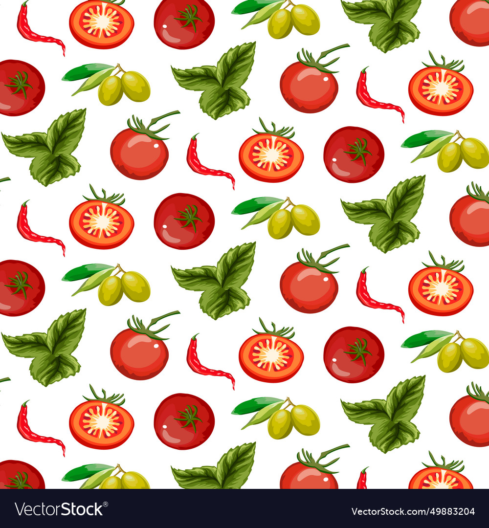 Pattern with olives and tomatoes