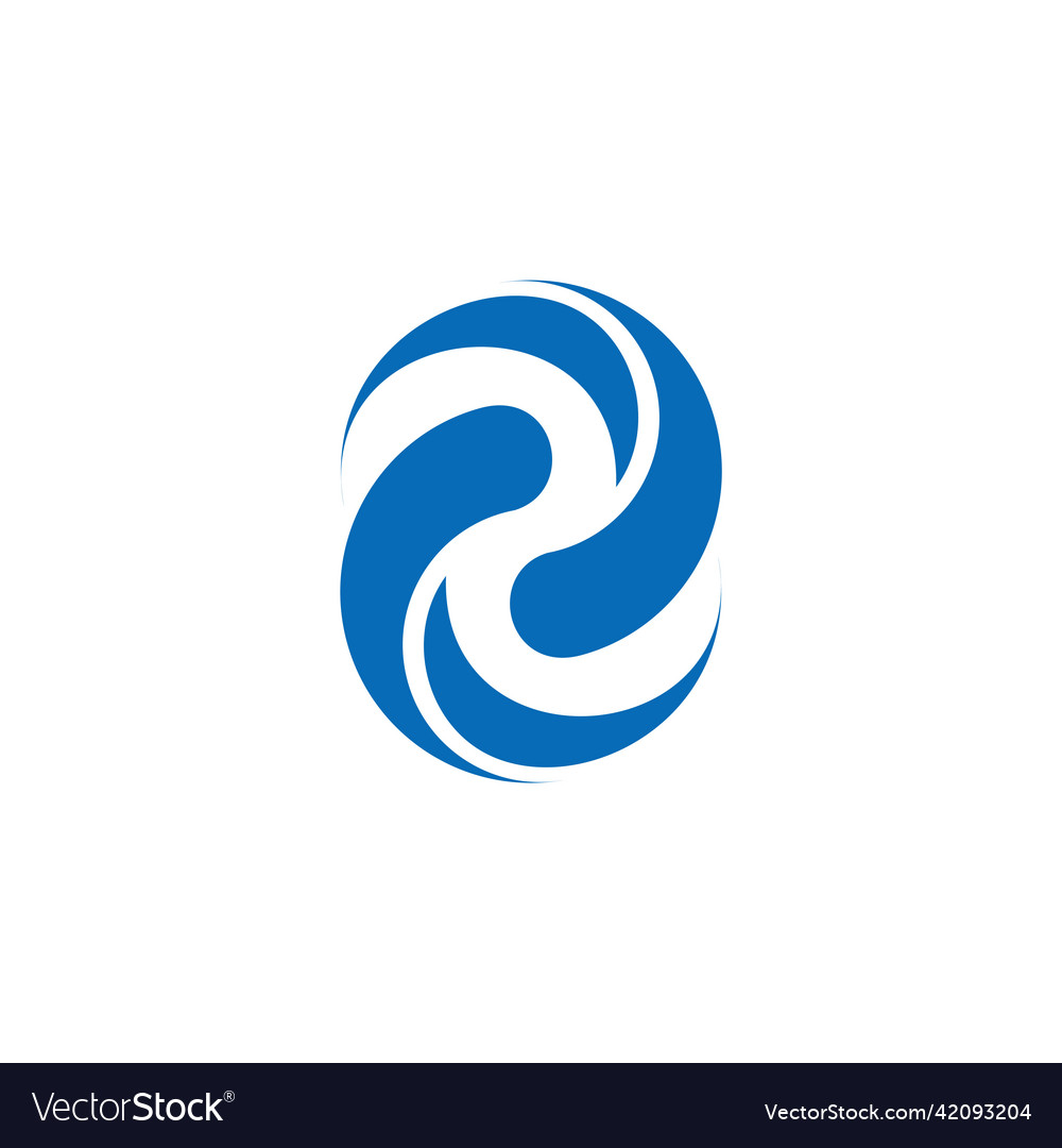 Two curves blue water geometric movement logo Vector Image