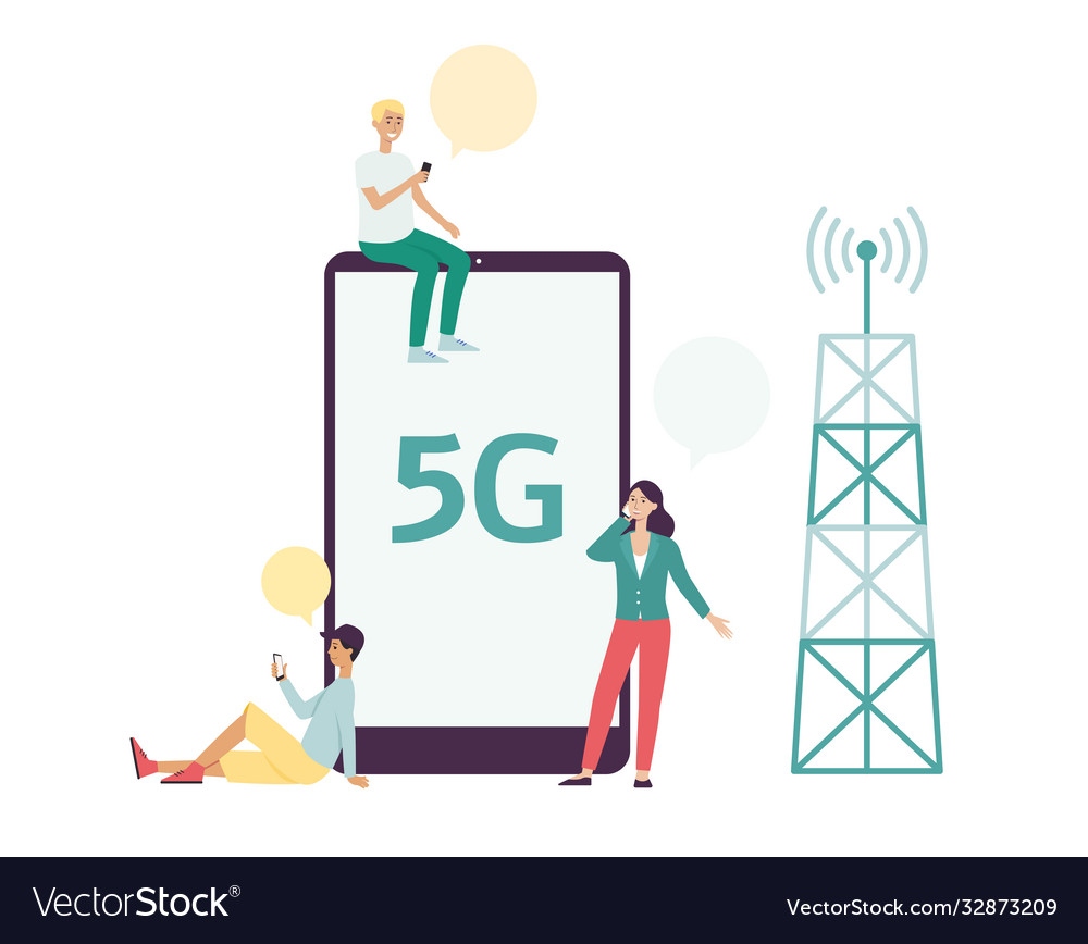 5g fast mobile connection teen cartoon Vector Image