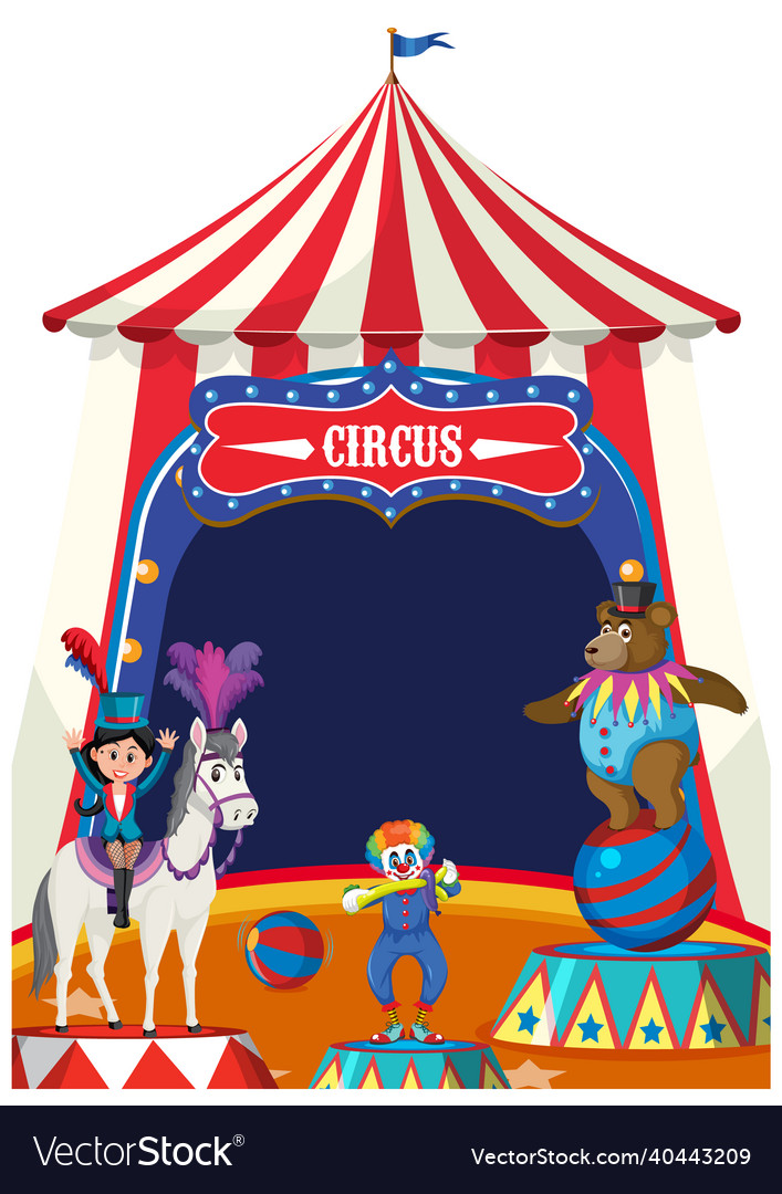 Circus dome tent with animal performer on white