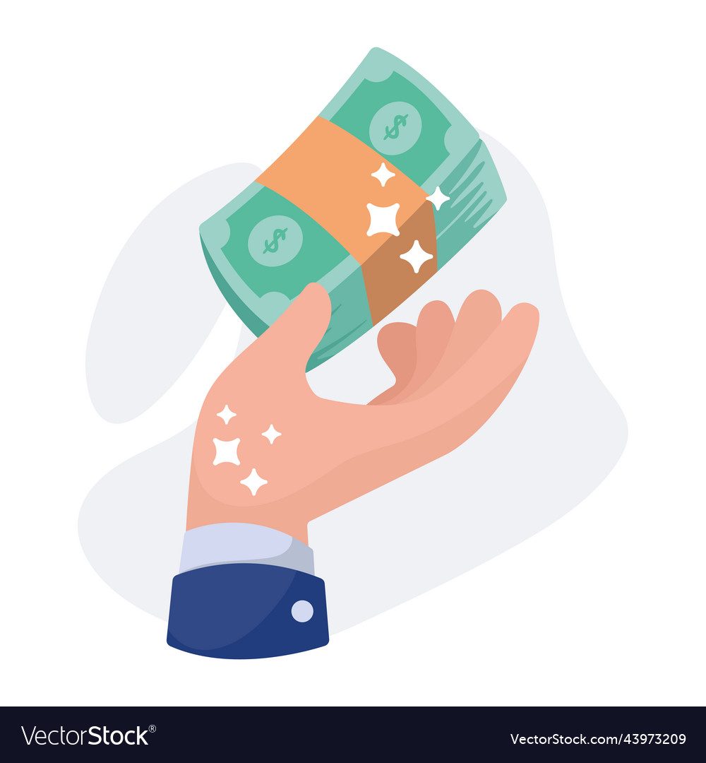 Hand with banknotes money income Royalty Free Vector Image