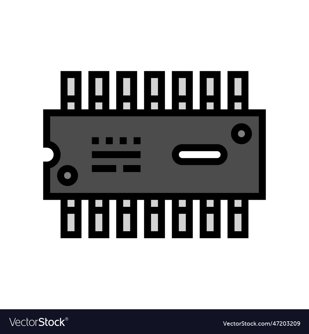 Ic chip electronic component color icon Royalty Free Vector