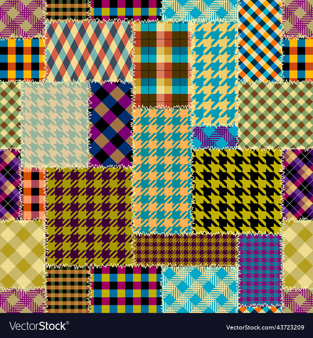 Patchwork textile pattern seamless quilting Vector Image