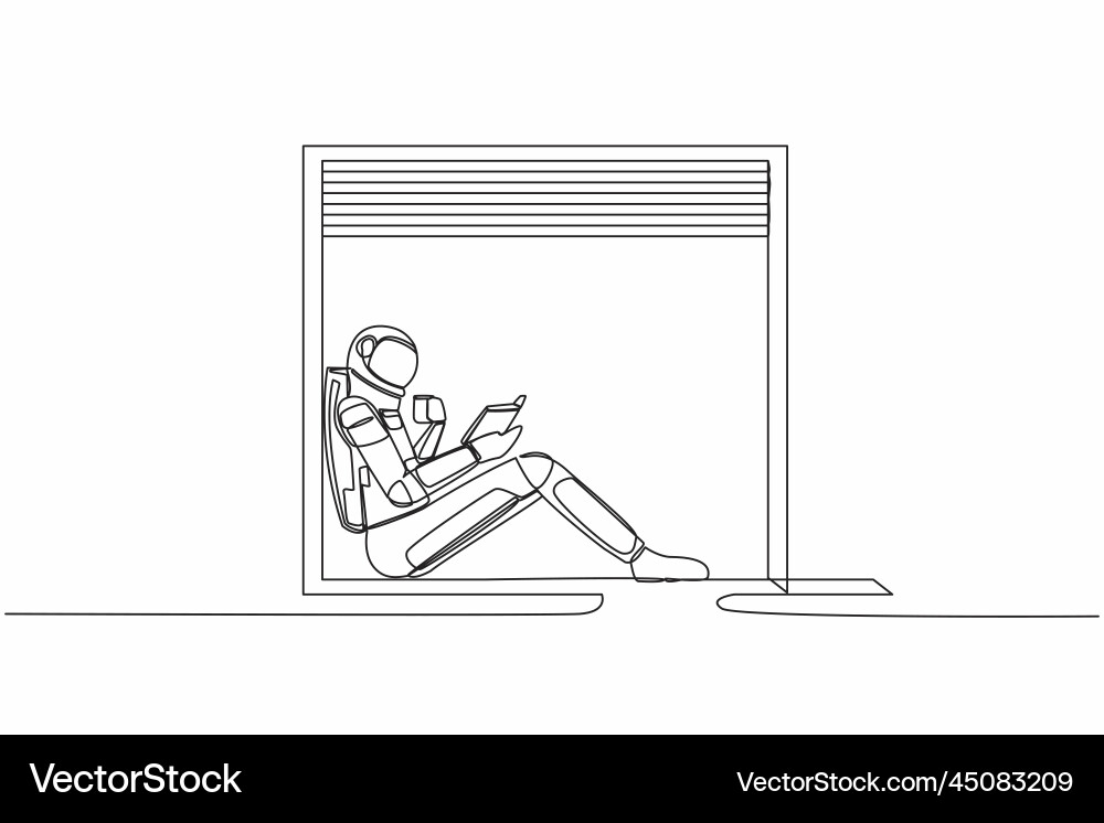 Single continuous line drawing astronaut Vector Image