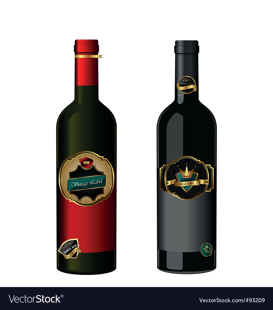 Wine bottles with label