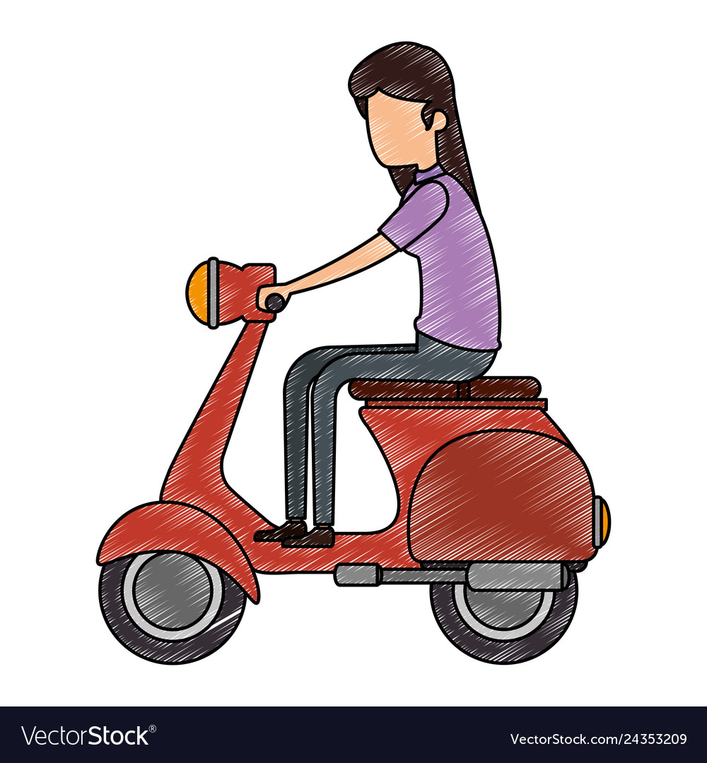 Woman driving scooter motorcycle Royalty Free Vector Image