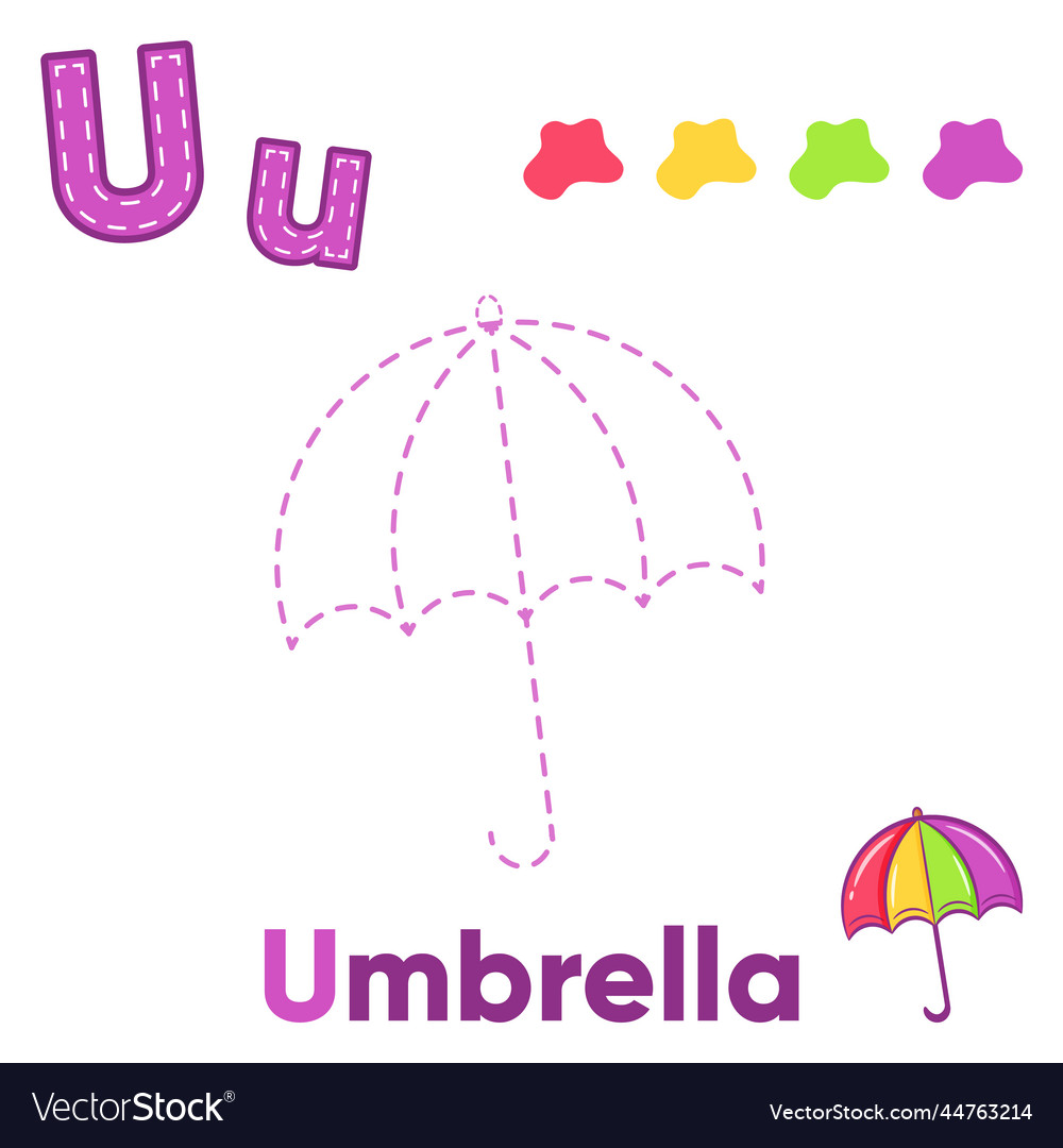 Alphabet worksheet letter u learning with umbrella