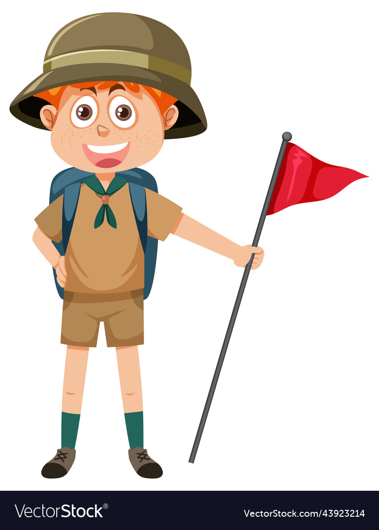 Cute boy wearing camping outfit Royalty Free Vector Image