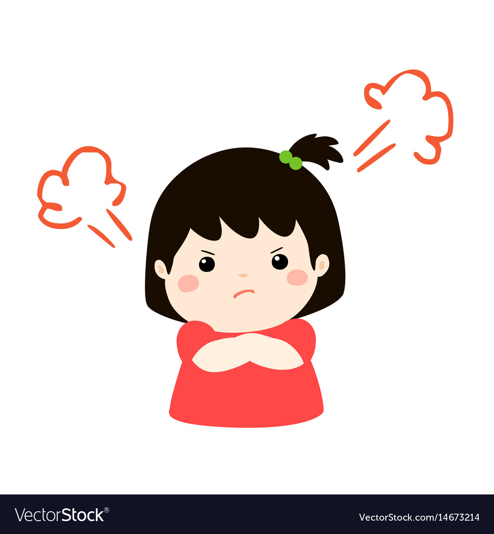 Cute Cartoon Angry Girl Character Royalty Free Vector Image 8510