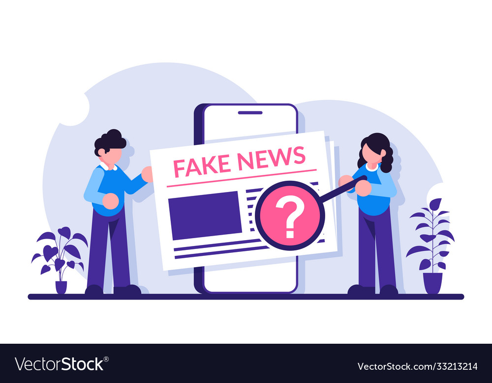 Fake news concept man and a woman view Royalty Free Vector