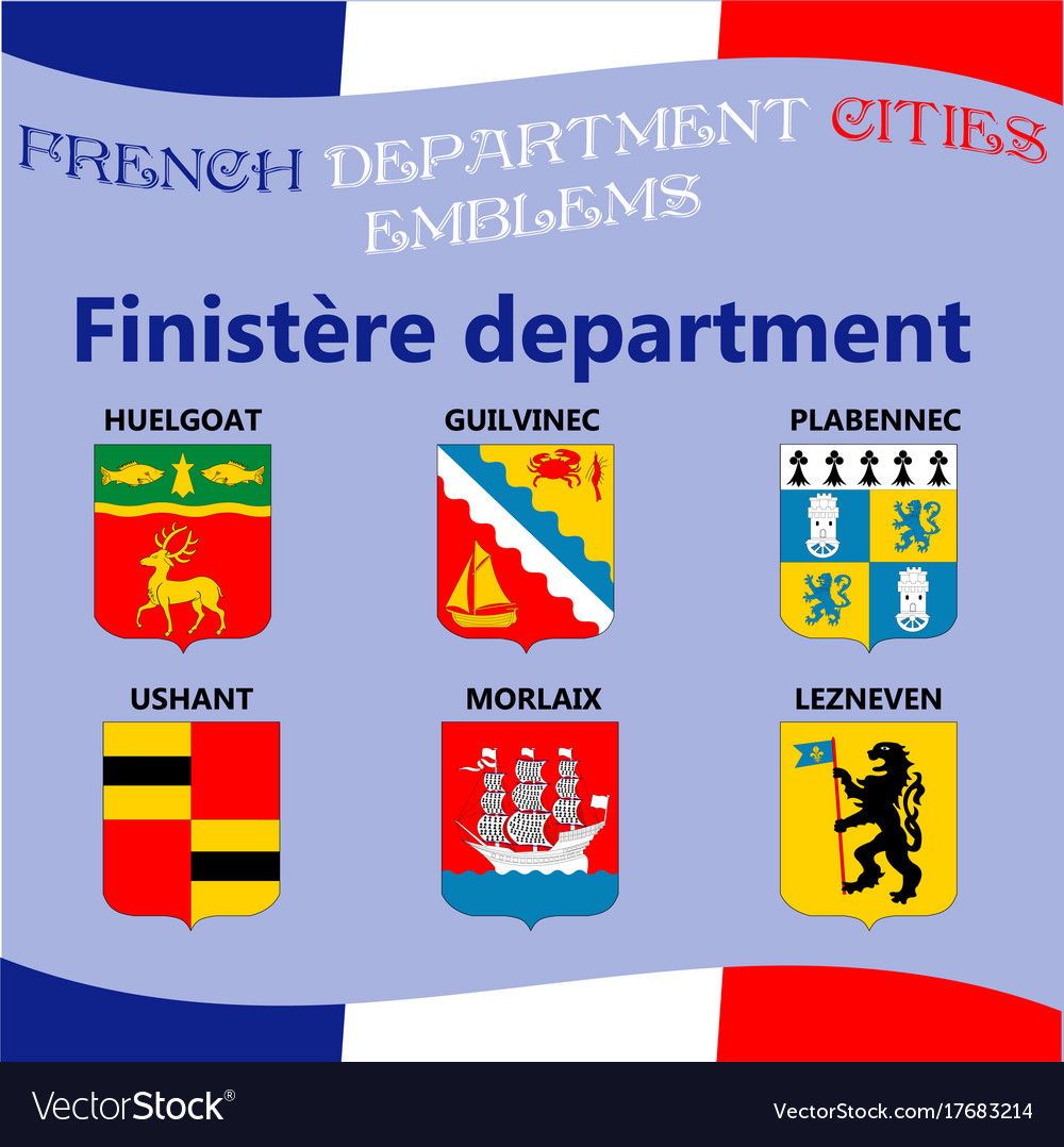 Flags and emblems of french department cities Vector Image