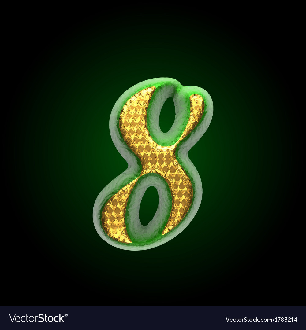 Golden and green letter 8 Royalty Free Vector Image