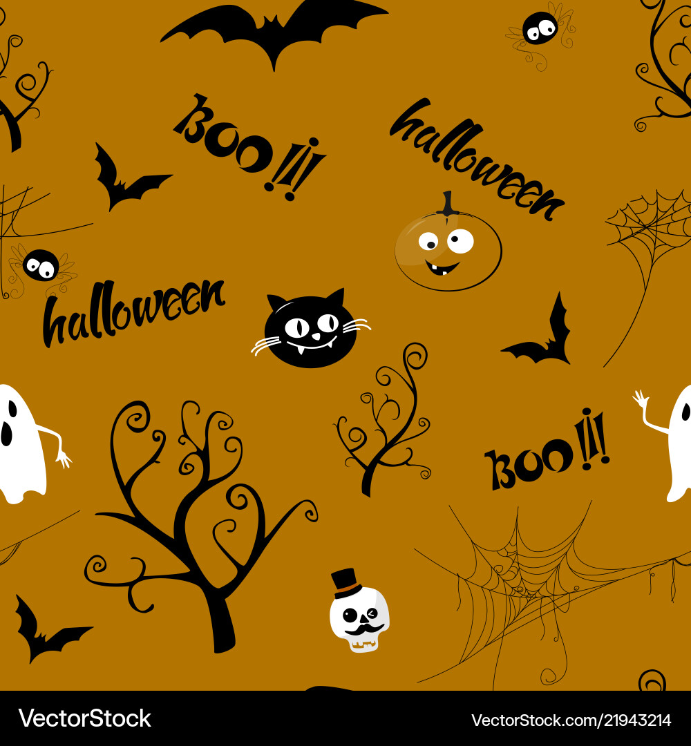 Halloween seamless pattern design with ghost Vector Image