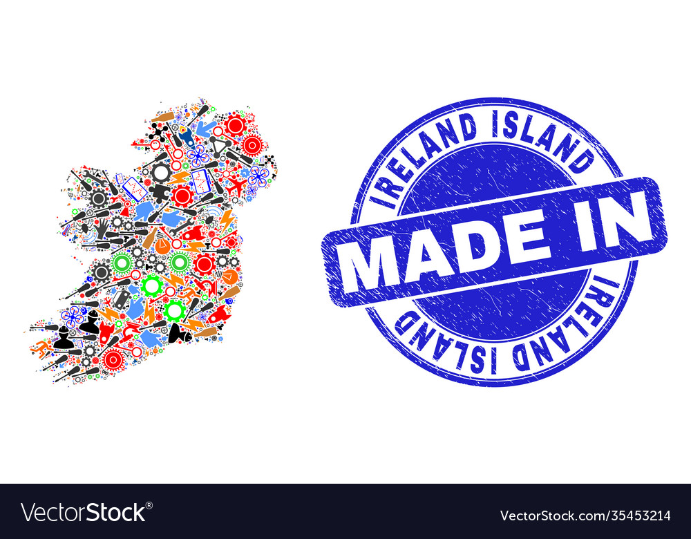 Industrielle Mosaik ireland Inselkarte und gemacht