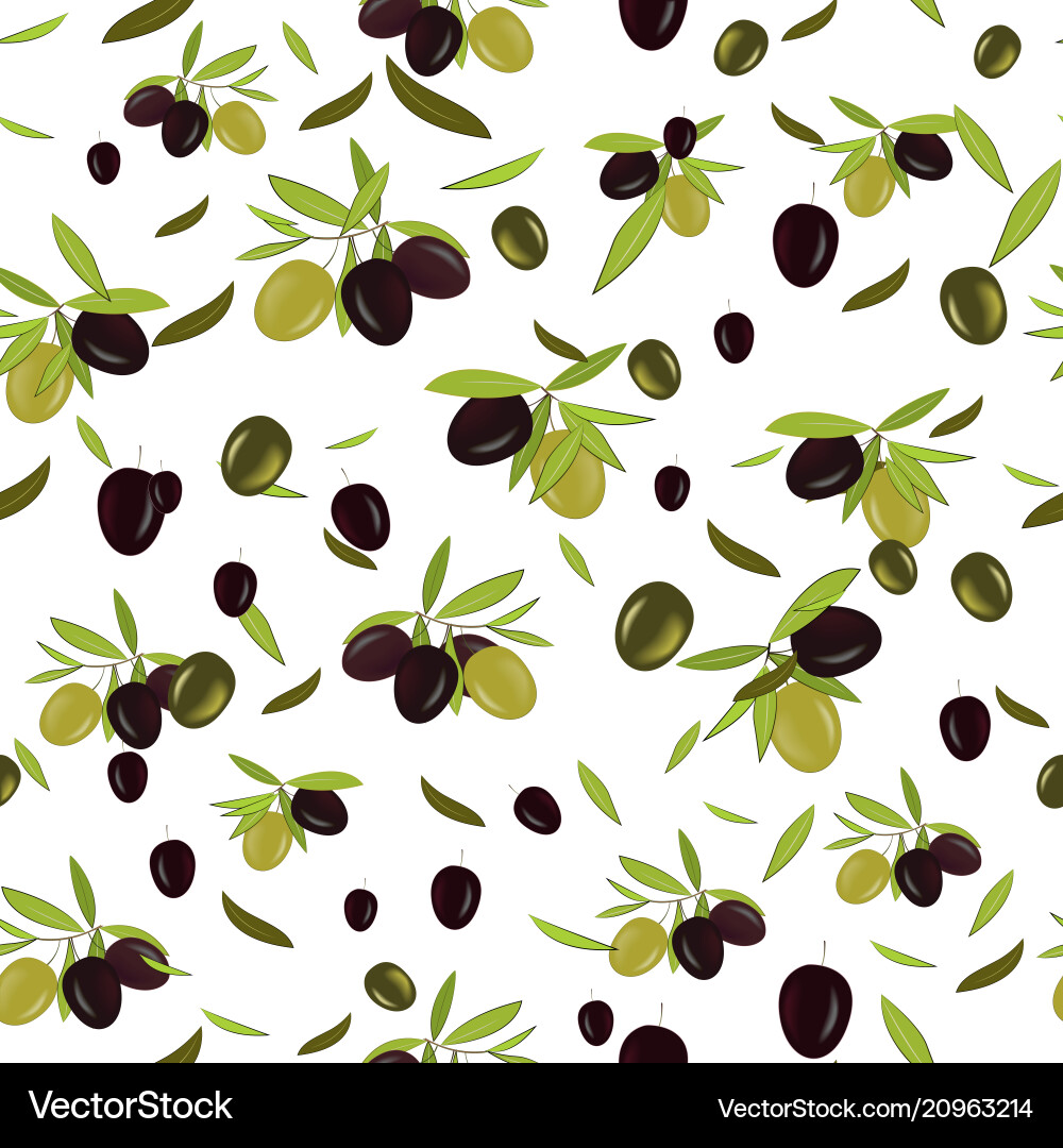 Olive branch seamless pattern olive background Vector Image