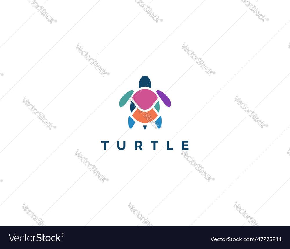 Simple colorful turtle logo design template Vector Image