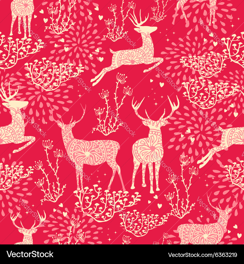 Christmas seamless pattern deer nature elements Vector Image