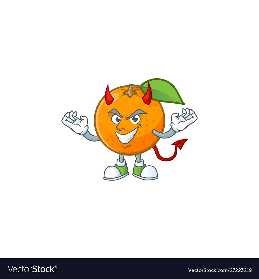 Devil fresh orange with cartoon mascot shape