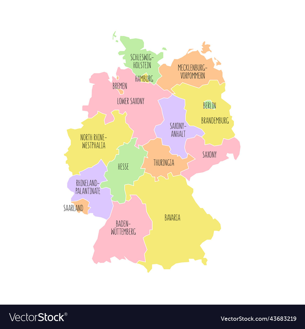 Germany Political Map Low Detailed Royalty Free Vector Image