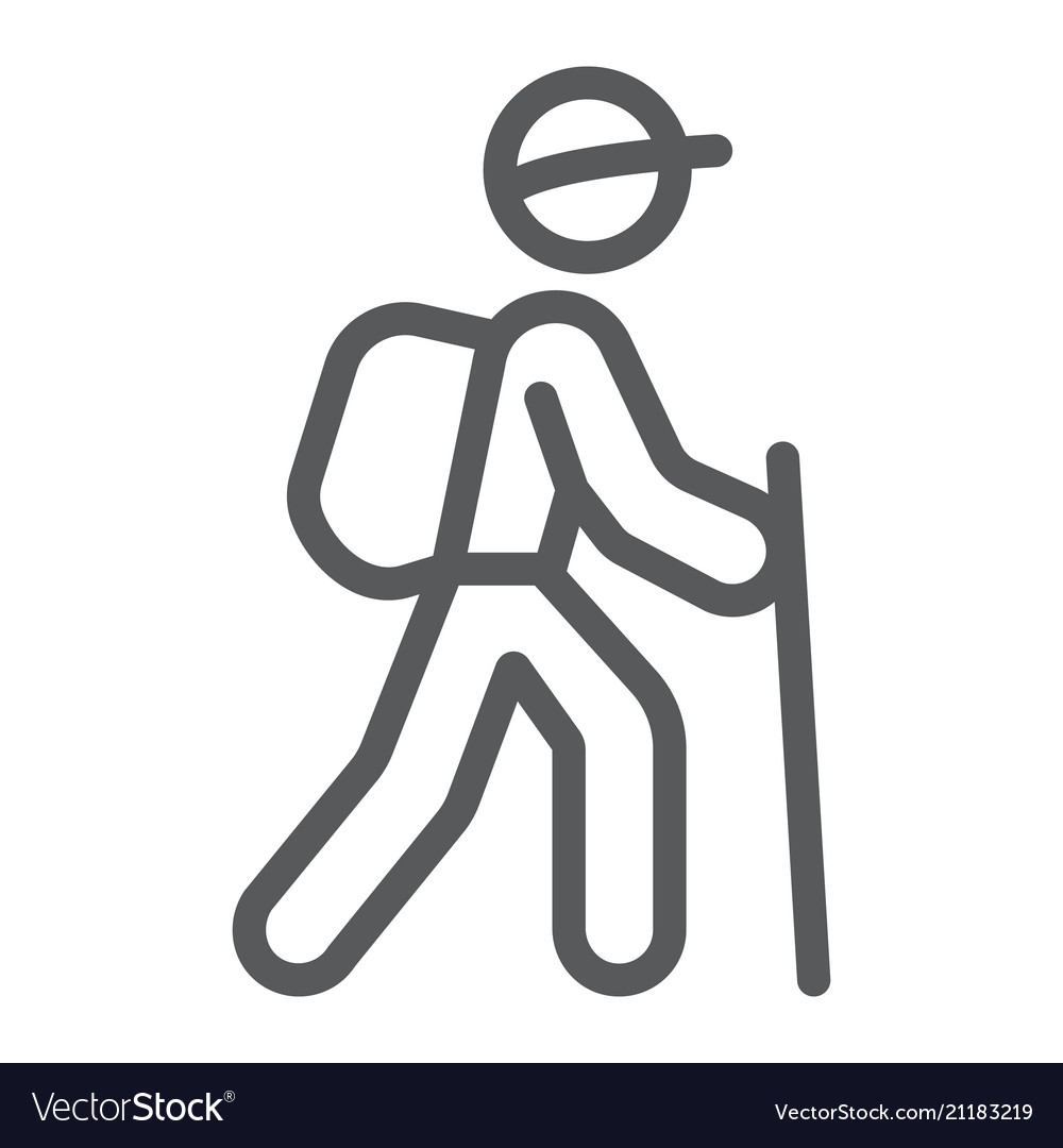 Hiking line icon travel and tourism tourist Vector Image