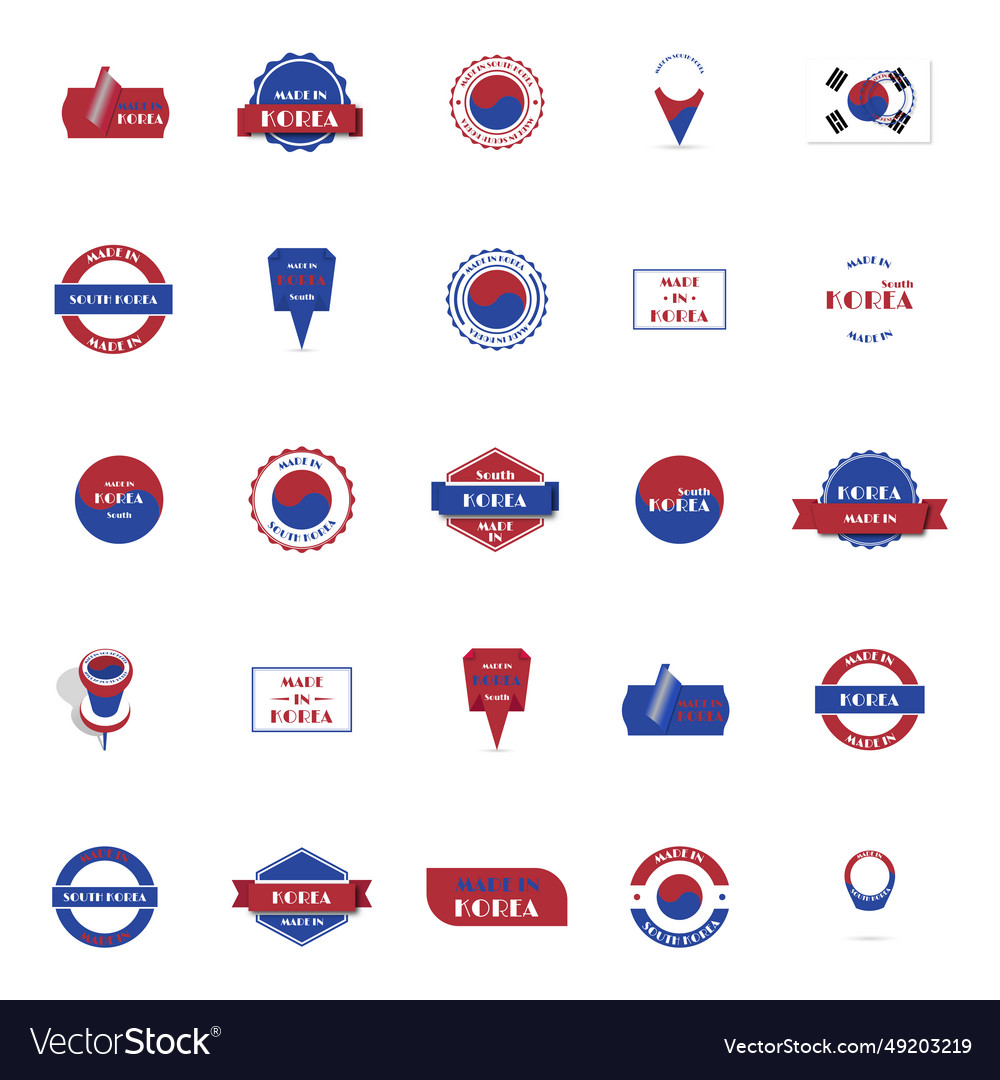 Made in south korea label big set Royalty Free Vector Image