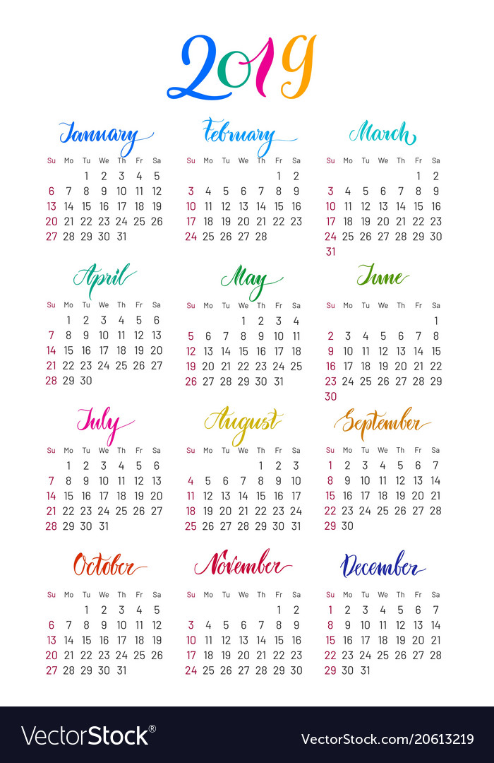 Calendar Chart 2019