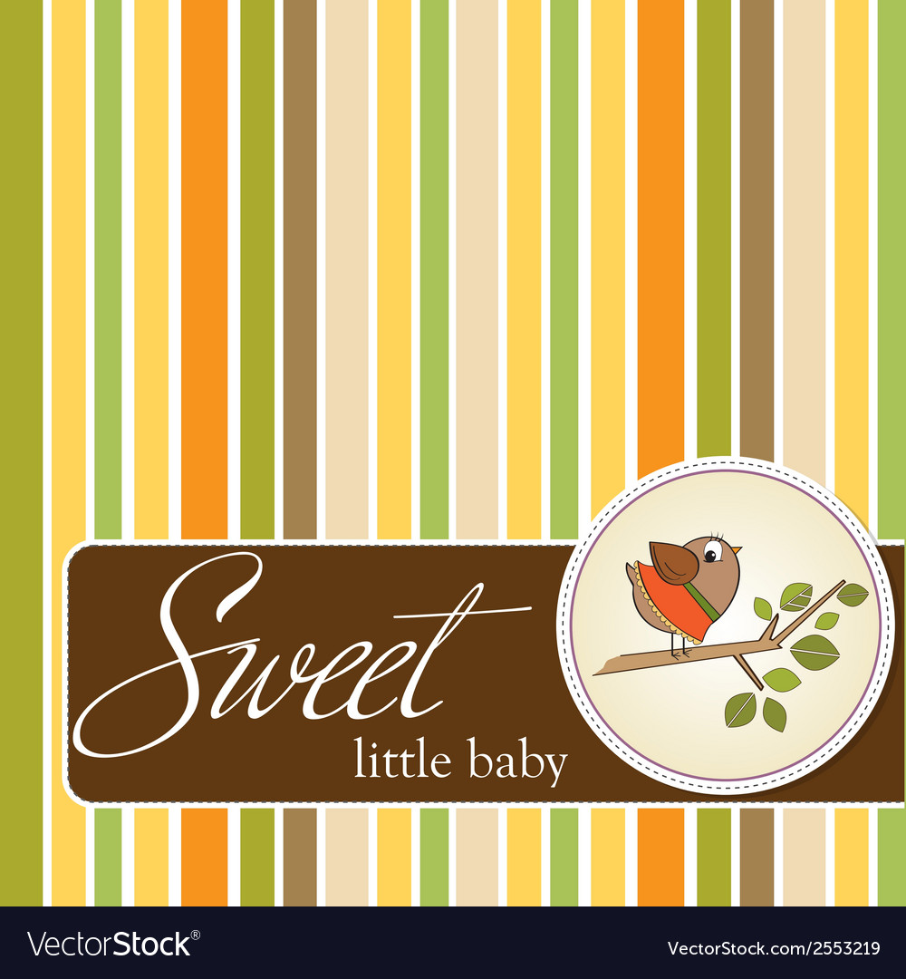 Welcome baby card with funny little bird Vector Image Welcome baby card with funny little bird Vector Image