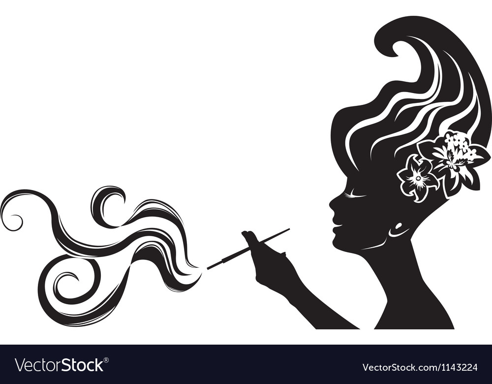 Attractive smoking woman Royalty Free Vector Image