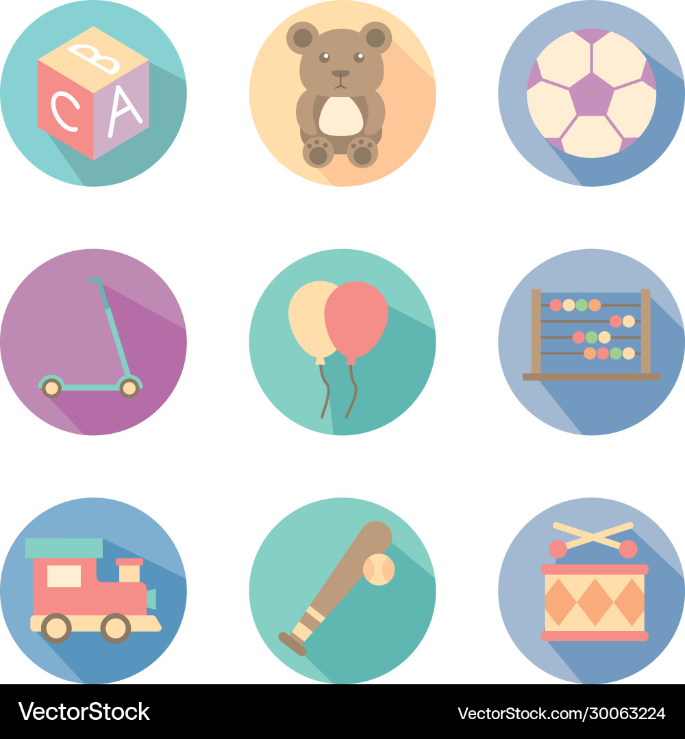 Bundle toys set icons Royalty Free Vector Image
